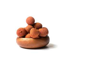Tasty lychee in bowl. Raw Organic Red Lychee Berries Ready to Eat