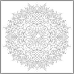 Circular pattern in form of mandala for learning and education. Coloring page illustration for adults and children. Outline style, black and white drawing.