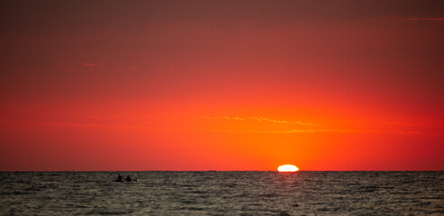 Horizon on the sea at sunset.