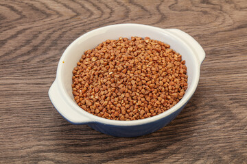 Raw buсkwheat cereal in the bowl