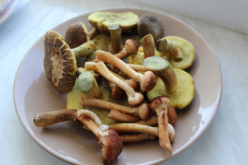 Mushrooms on a plate