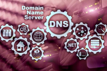 DNS. Domain Name System. Network Web Communication. Internet and digital technology concept