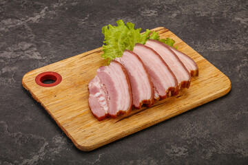 Tasty smoked pork brisket slice