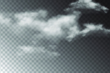 White vector cloudiness ,fog or smoke on dark checkered background. Cloudy sky or smog over the city. Eps 10 vector illustration.