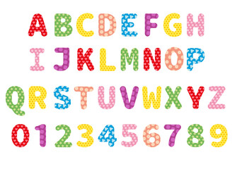english alphabet multi-colored vector drawing on a white background
