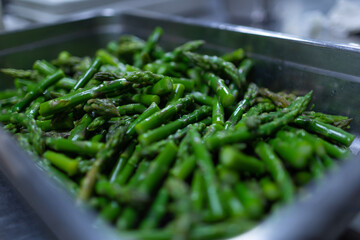 Plat haricots verts gros plan