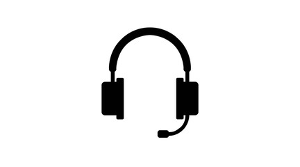 Headphones Icon. Vector black and white isolated illustration of headphones