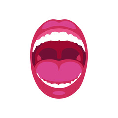 Open Mouth with Teeth and Tongue line icon isolated on background. Dental concept. Symbol of communication. Illustration for info graphics, websites and print media. Eps10 vector illustration.