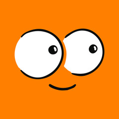 Happy Cartoon Square Emoticons With Smiling Expression. Vector Illustration With Yellow Background. Eps 10 vector illustration.