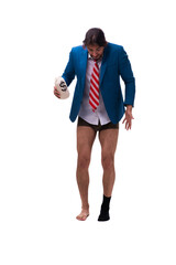 Unhappy young male employee in bankruptcy concept