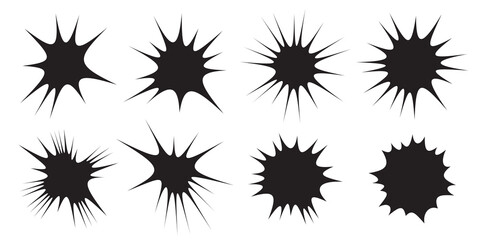 Burst set. Star collection. Splash design elements. Blast objects. Sale banners. Bangs set. Vector illustration