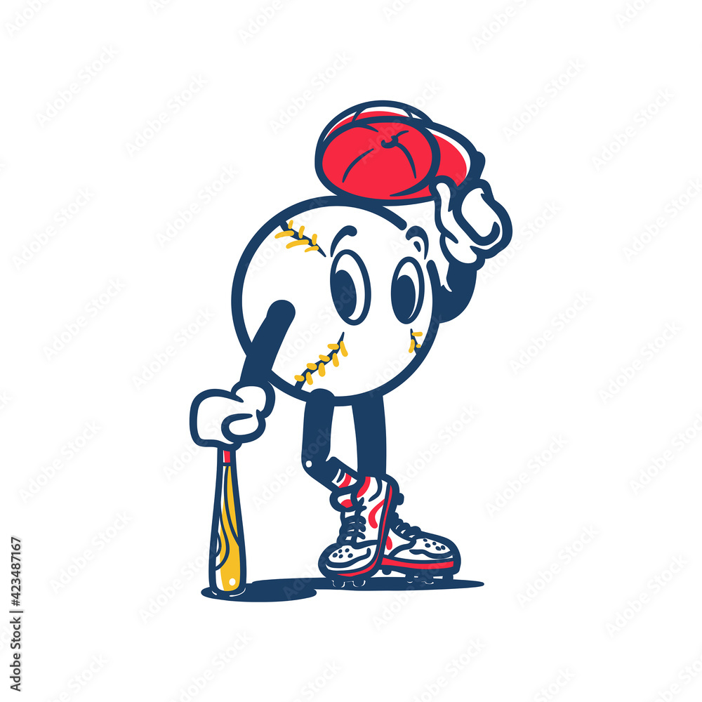 Wall mural baseball character player cartoon vector