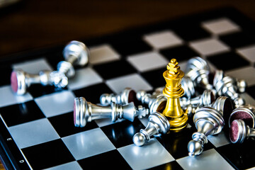 Chess board game to represent the business strategy with competition in the world market. and find...