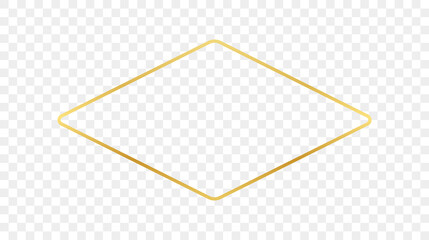 Gold glowing rounded rhombus shape frame