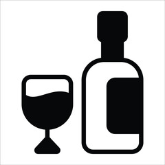 wine, alcohol flat line icon                                                