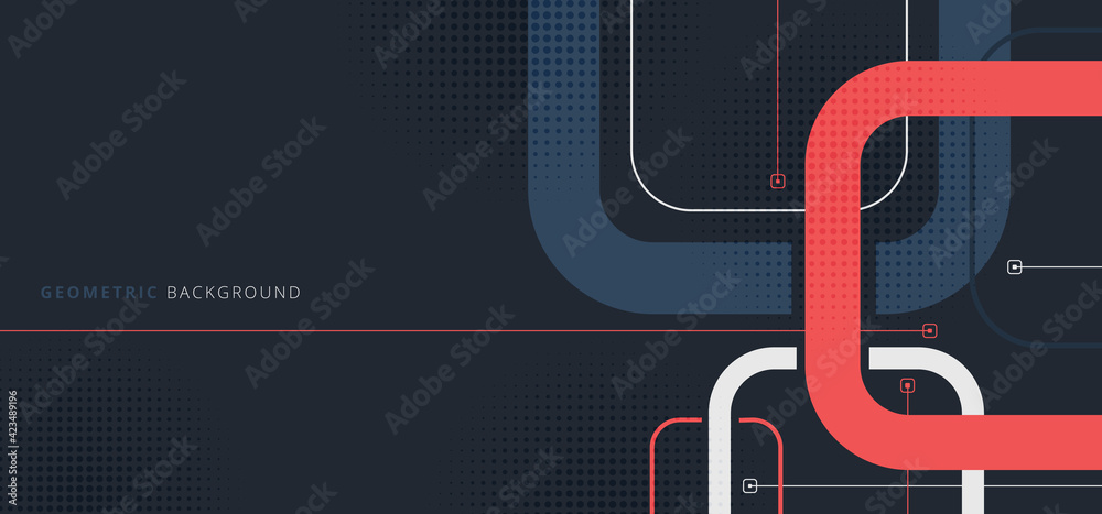 Canvas Prints banner web template design rounded squares geometric blue and red on black background