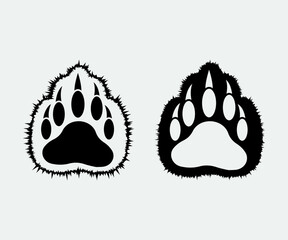 Bear Footprint Printable Vector Illustration, Bear Paw Print, Bear Hunting, Bear Footprint clipart, Silhouette