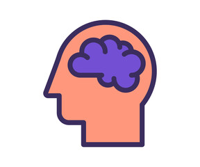 thought imagination brain intellect single isolated icon with filled line and outline flat style