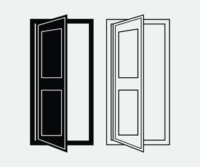 Door  Printable Vector Illustration, door clipart, Door Vector,  Open Door Silhouette