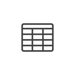 Table icon. Table of statistics sign. Simple flat logo of empty table document 