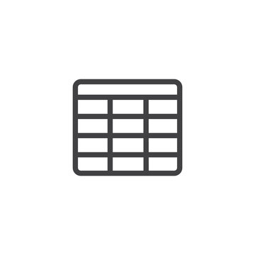 Table icon. Table of statistics sign. Simple flat logo of empty table document 