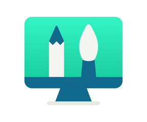 digital design computer single isolated icon with gradient style