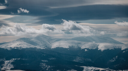 Beautiful Snowy peaks of Carpathians