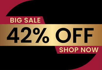 Big Sale 42% off shop now. 42 percent Discount sale modern banner vector illustration