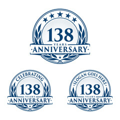 1389 years anniversary logo set. 138th years anniversary celebration logotype. Vector and illustration.
