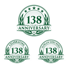 1389 years anniversary logo set. 138th years anniversary celebration logotype. Vector and illustration.
