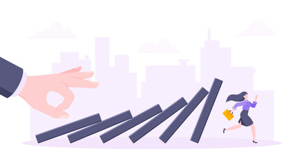 Domino effect or business cowardice metaphor vector illustration concept.