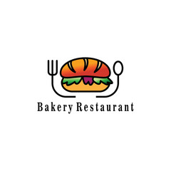 bread logo for restaurant vector illustration color line design