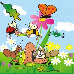 Obraz na płótnie Canvas insect, cute banner for children, vector illustration 