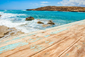 beautiful marina on nature shore of the sea background