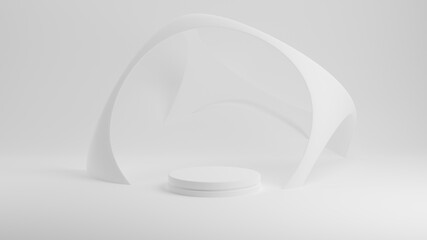 Empty podium scene with a geometric shape, white background, 3d render, 3d illustration