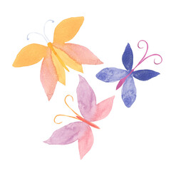Illustration with butterflies. Designed for logo, symbol, icon, postcard.