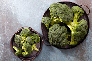 Fresch Broccoli slices on plate.