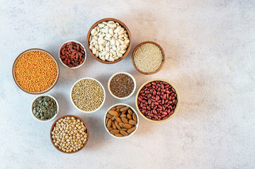 Obraz na płótnie Canvas Great healthy protein alternatives for vegan and vegetarian. plant-based food.