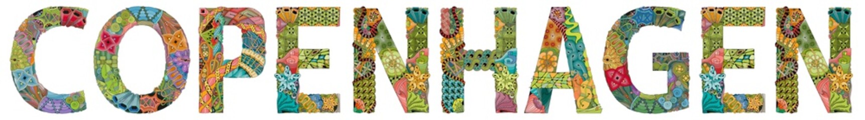 Copenhagen is the capital and most populous city of Denmark. Vector decorative zentangle object for decoration