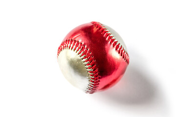 Red and silver Baseball ball isolated on white