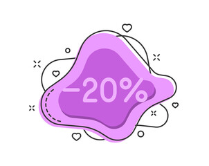 20 percent color bubble shape discount with decorations isolated on white background. Business discount stickers for shops and promo advertising