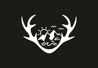 Nature illustration in a horn shape