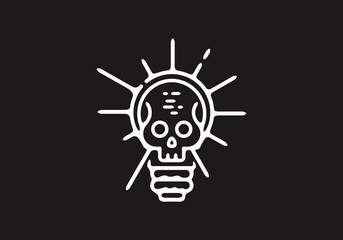 black bulb lamp skull illustration