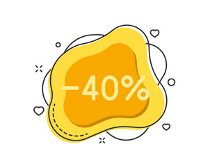 40 percent color bubble shape discount with decorations isolated on white background. Business discount stickers for shops and promo advertising