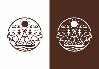 Kangaroo park circle badge design