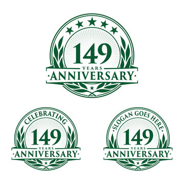 149 years anniversary logo set. 149th years anniversary celebration logotype. Vector and illustration.
