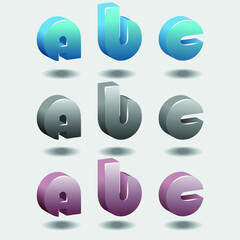 alphabet letters 3d effect vector illustration