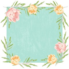 優しいタッチの薔薇とユーカリのフレーム