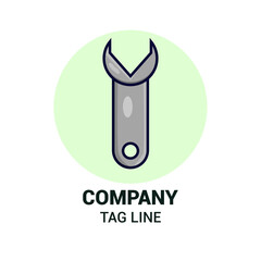 Wrench Tool fill, isolated, colorful outline vector icon with symbol, logo illustration. cartoon