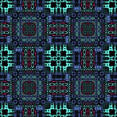 Seamless pattern of geometric shapes in a 60s retro style.